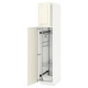 IKEA METOD МЕТОД, висока шафа із приладд д / прибирання, білий / БУДБІН кремово-білий, 40x60x200 см 794.613.95 фото
