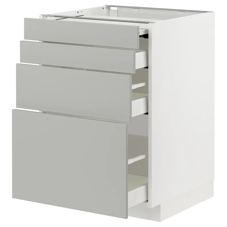 IKEA METOD МЕТОД / MAXIMERA МАКСИМЕРА, напольный шкаф с выдвиж панелью / 3ящ, белый / светло-серый, 60x60 см 095.381.95 фото №1