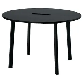 IKEA MITTZON МИТТЗОН, конференц-стол, круглый окл ясень с черным / черным рисунком, 120x75 см 195.304.53 фото