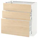 IKEA METOD МЕТОД / MAXIMERA МАКСИМЕРА, напольный шкаф с 3 ящиками, белый / аскерсундский узор светлый ясень, 80x37 см 392.159.62 фото thumb №1