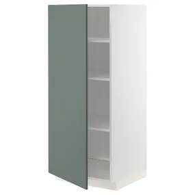 IKEA METOD МЕТОД, высокий шкаф с полками, белый / бодарский серо-зеленый, 60x60x140 см 294.591.06 фото