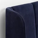 IKEA TUFJORD ТЮФЬЁРД, каркас кровати с обивкой, Талмира черно-синяя / Лёнсет, 160x200 см 495.553.38 фото thumb №6