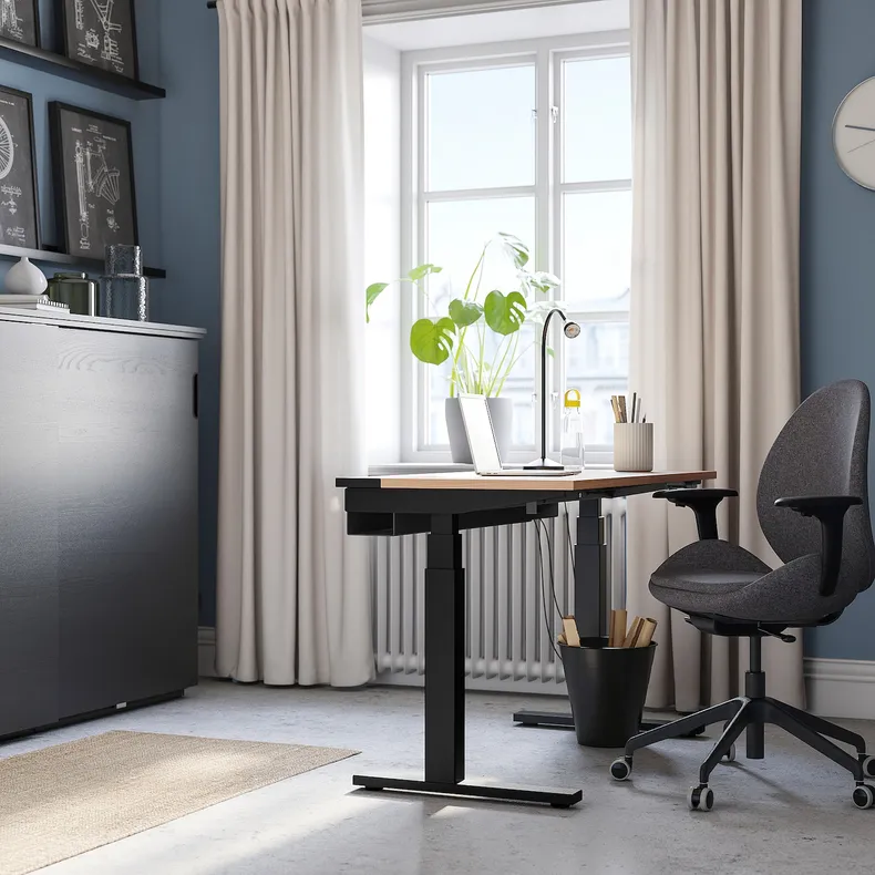 IKEA MITTZON МІТТЗОН, стіл регульований, електричний okl дуб / чорний, 120x60 см 495.266.09 фото №6