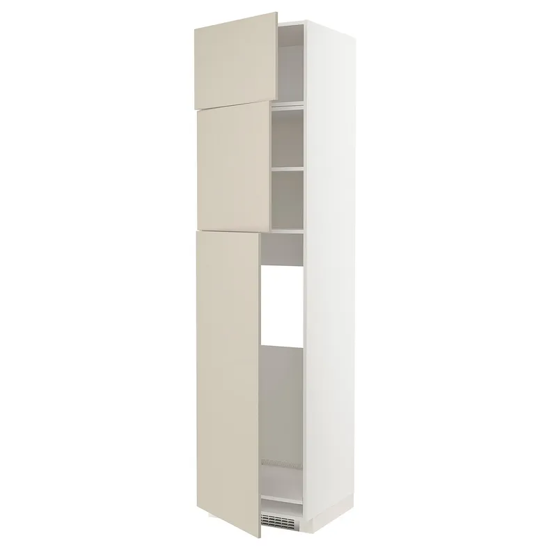 IKEA METOD МЕТОД, висока шафа для холодиль, 3 дверцят, білий / хавсторпський бежевий, 60x60x240 см 394.634.24 фото №1