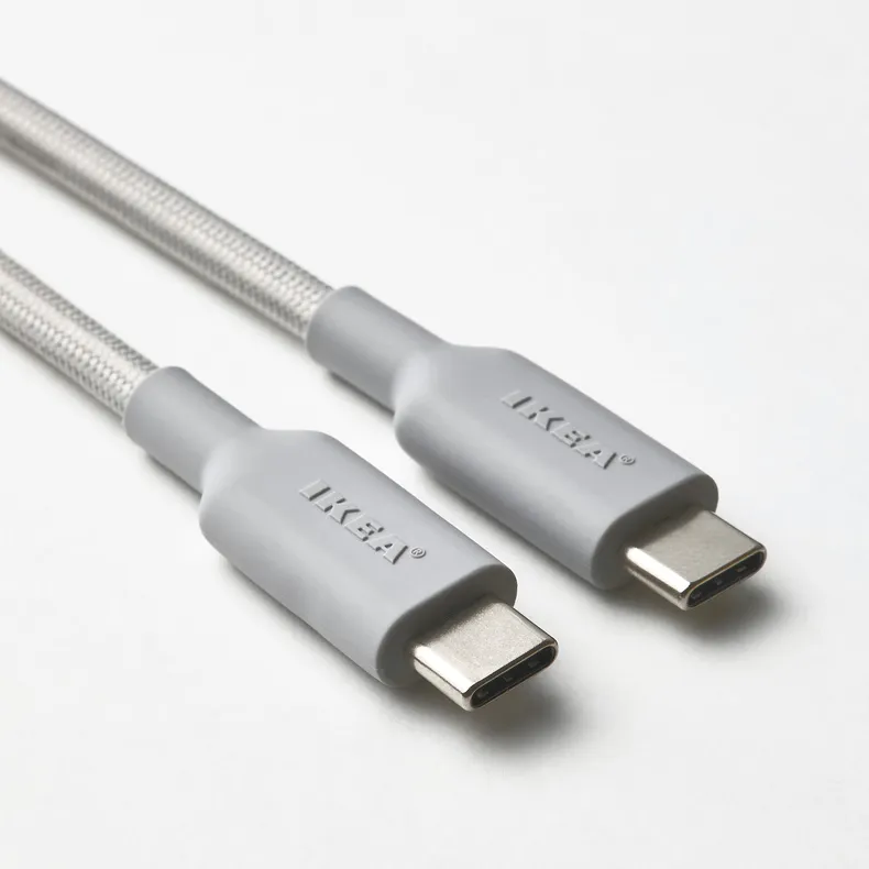 IKEA LILLHULT ЛІЛЛЬХУЛЬТ, кабель USB-C–USB-C, світло-сірий, 1.5 m 405.810.92 фото №4