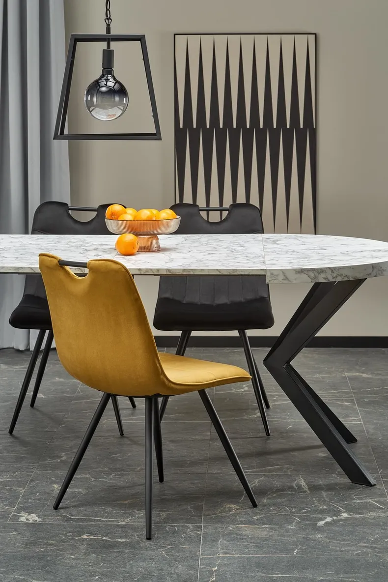 Кухонний стіл HALMAR PERONI 100-250x100 см білий мармур - чорний фото №6