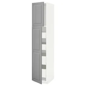 IKEA METOD МЕТОД / MAXIMERA МАКСІМЕРА, висока шафа, 2 дверцят / 4 шухляди, білий / сірий Бодбін, 40x60x200 см 294.649.14 фото