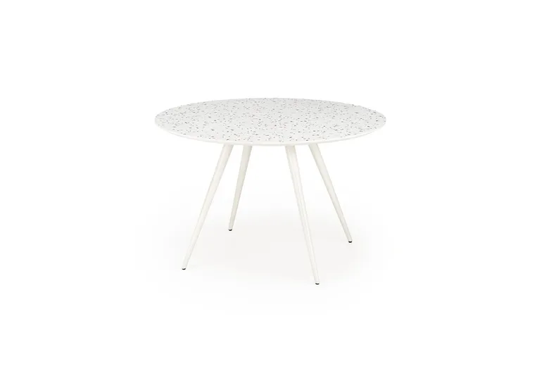 Круглий обідній стіл HALMAR ARAMIS 120х120 см, стільниця - тераццо, ніжки - білі фото №1