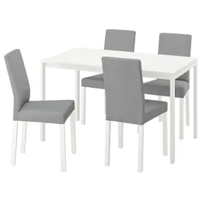 IKEA MELLTORP МЕЛЬТОРП / KÄTTIL КЕТТІЛЬ, стіл+4 стільці, білий / КНІСА світло-сірий, 125 см 594.282.03 фото