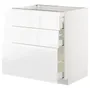 IKEA METOD МЕТОД / MAXIMERA МАКСИМЕРА, напольный шкаф с 3 ящиками, белый / Воксторп глянцевый / белый, 80x60 см 792.550.22 фото