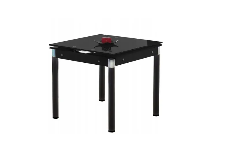 Обідній стіл розкладний HALMAR KENT 80-130x80 см чорний, пофарбована сталь фото №1