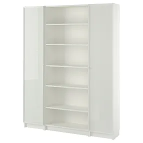 IKEA BILLY БИЛЛИ / HÖGBO ХЁГБУ, стеллаж комбинация / стекл дверцы, белый, 160x202 см 794.836.65 фото