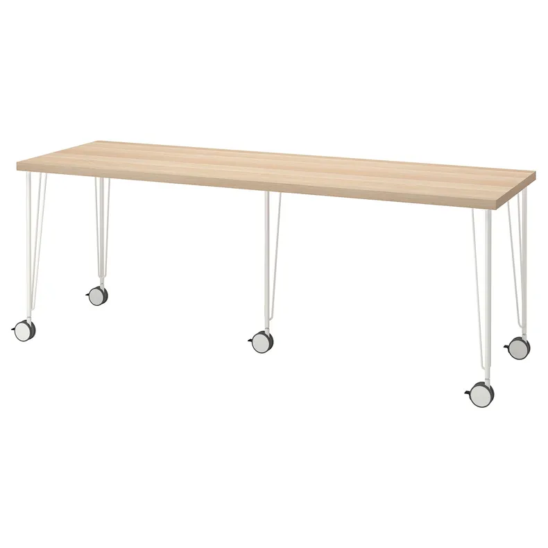 IKEA LAGKAPTEN ЛАГКАПТЕН / KRILLE КРИЛЛЕ, письменный стол, дуб, окрашенный в белый цвет, 200x60 см 194.176.40 фото №1