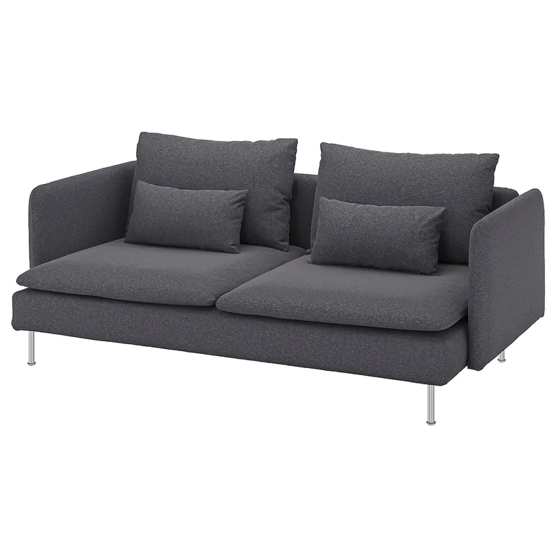 IKEA SÖDERHAMN СОДЕРХЭМН, 3-местный диван, Окрашенный в средне-серый цвет 695.280.99 фото №1