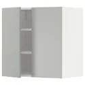 IKEA METOD МЕТОД, навісна шафа з полицями / 2 дверцят, білий / Хавсторп світло-сірий, 60x60 см 795.380.07 фото thumb №1