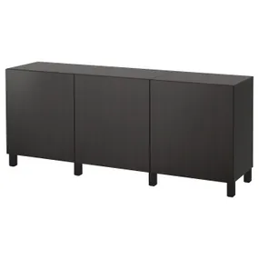 IKEA BESTÅ БЕСТО, комбинация для хранения с дверцами, черный/коричневый/Лаппвикен/Стуббарп черный/коричневый, 180x42x74 см 891.394.90 фото
