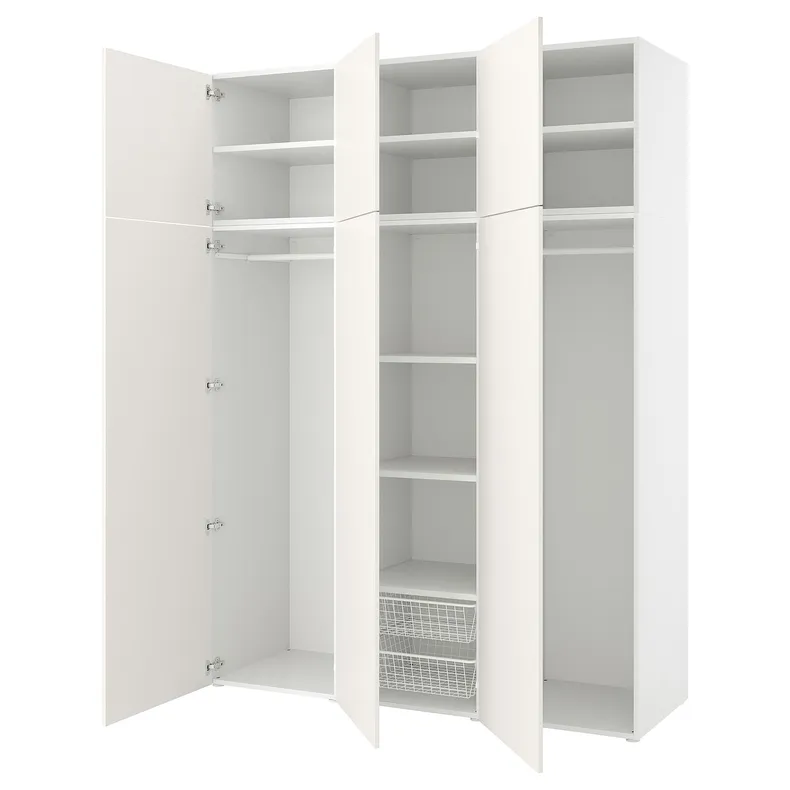 IKEA PLATSA ПЛАТСА, гардеробна шафа, 6 дверцят, білий / ФОННЕС білий, 180x57x241 см 394.243.19 фото №1