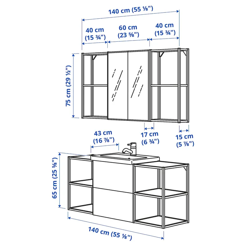 IKEA ENHET ЭНХЕТ, ванная, белый / имит. дуб, 140x43x65 см 095.475.00 фото №4