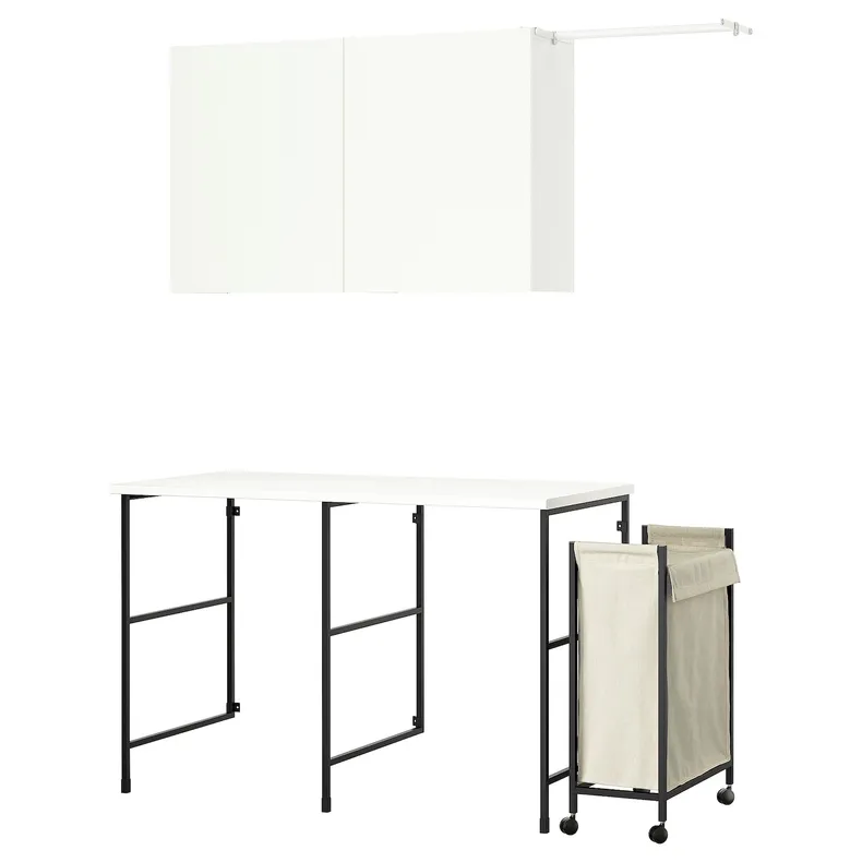 IKEA ENHET ЭНХЕТ, комбинация д / хранения, антрацит / белый, 139x63,5 см 395.479.66 фото №1
