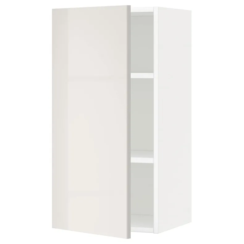 IKEA METOD МЕТОД, шафа навісна із полицями, білий / Ringhult світло-сірий, 40x80 см 594.584.12 фото №1