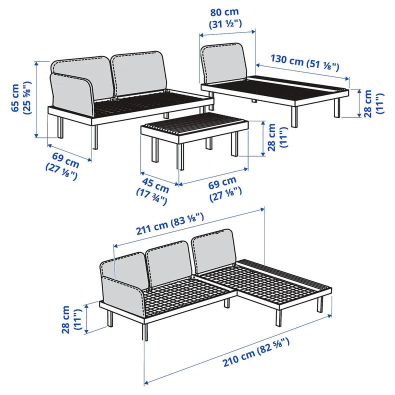 IKEA REVSKÄR РЕВШЕР, 3-местный набор мебели, антрацитовый цвет 705.437.39 фото №5