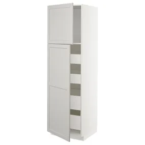 IKEA METOD МЕТОД / MAXIMERA МАКСІМЕРА, висока шафа, 2 дверцят / 4 шухляди, білий / світло-сірий Lerhyttan, 60x60x200 см 994.664.67 фото