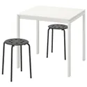 IKEA MELLTORP МЕЛЬТОРП / MARIUS МАРІУС, стіл+2 табурети, білий/чорний, 75 см 990.117.64 фото thumb №1