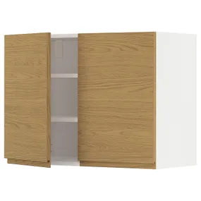 IKEA METOD МЕТОД, навісна шафа з полицями / 2 дверцят, білий / Voxtorp імітація. дуб, 80x60 см 695.389.08 фото