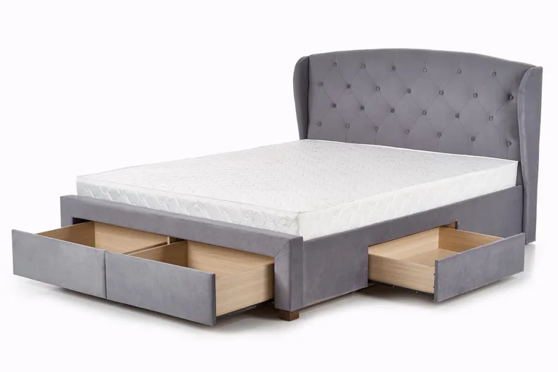 Двоспальне ліжко зі шухлядами HALMAR SABRINA 160x200 см сіре фото №13