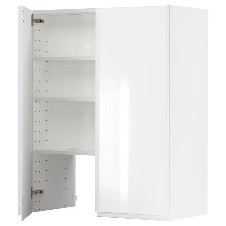 IKEA METOD МЕТОД, навесной шкаф д / вытяжки / полка / дверь, белый / Воксторп глянцевый / белый, 80x100 см 295.043.02 фото №1