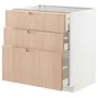 IKEA METOD МЕТОД / MAXIMERA МАКСИМЕРА, напольный шкаф с 3 ящиками, белый / светлый бамбук, 80x60 см 493.302.83 фото