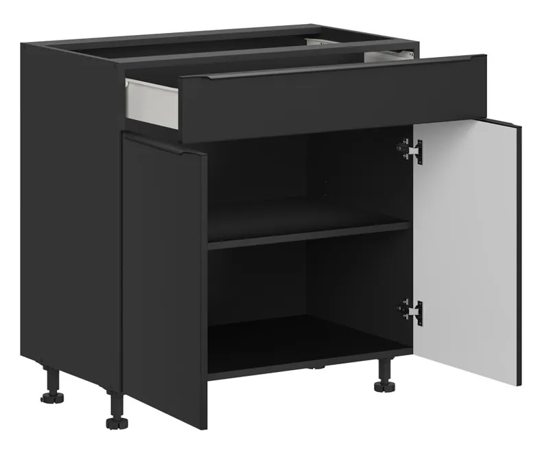 BRW Двухдверный кухонный шкаф Sole L6 80 см с выдвижным ящиком черный матовый, черный/черный матовый FM_D1S_80/82_L/P/SMB-CA/CAM фото №3