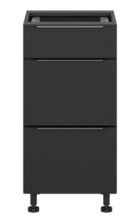 BRW Кухонный шкаф Sole L6 40 см с ящиками soft-close черный матовый, черный/черный матовый FM_D3S_40/82_2STB/STB-CA/CAM фото