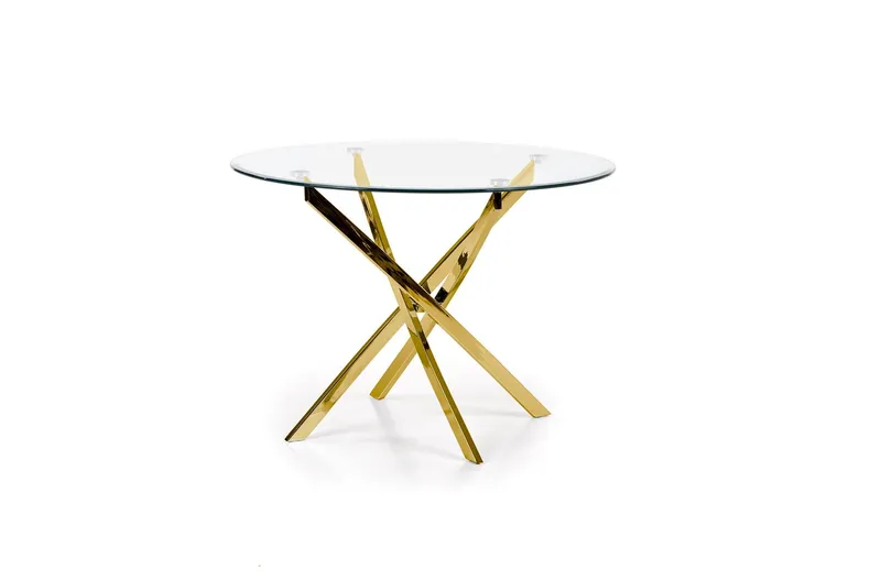 Кухонний стіл HALMAR RAYMOND, 100x100 см стільниця - прозора, ніжки - золото фото №12