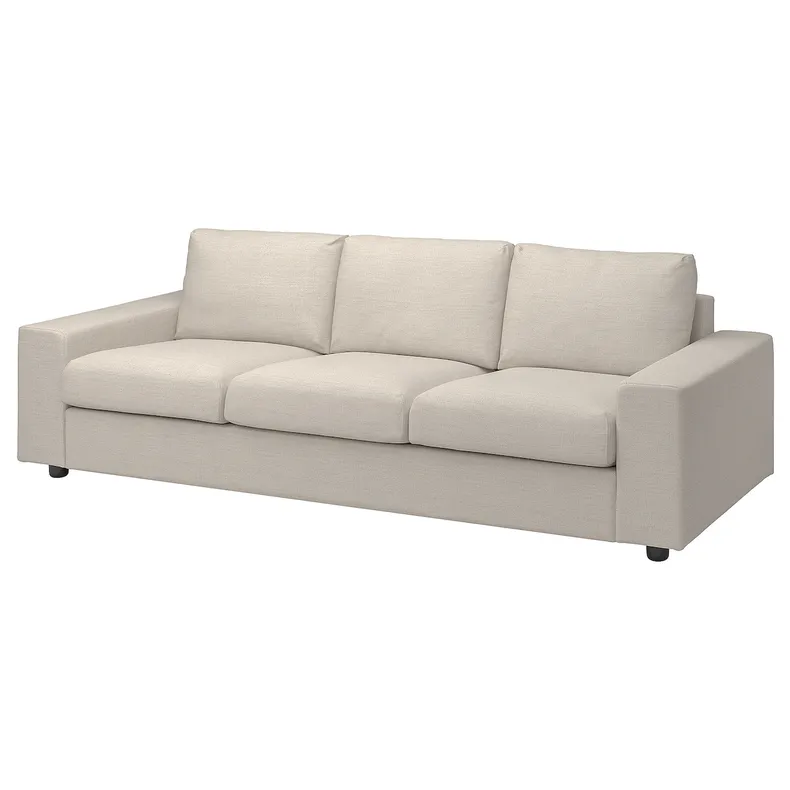 IKEA VIMLE ВИМЛЕ, 3-местный диван, с широкими подлокотниками / бежевый с пунцовым оттенком 694.013.35 фото №1