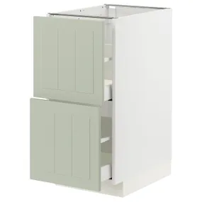 IKEA METOD МЕТОД / MAXIMERA МАКСИМЕРА, напольный шкаф 2фасада / 2выс ящика, белый / светло-зеленый, 40x60 см 194.866.24 фото
