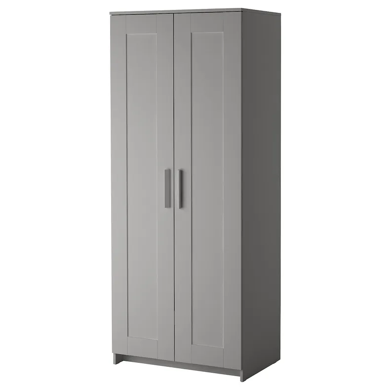 IKEA BRIMNES, 2-х дверна шафа для одягу, сірий, 78x190 см 906.028.03 фото №1