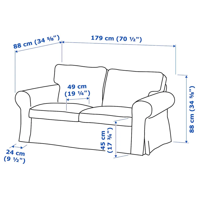 IKEA EKTORP ЭКТОРП, 2-местный диван, Талмира белая/черная 994.305.29 фото №7