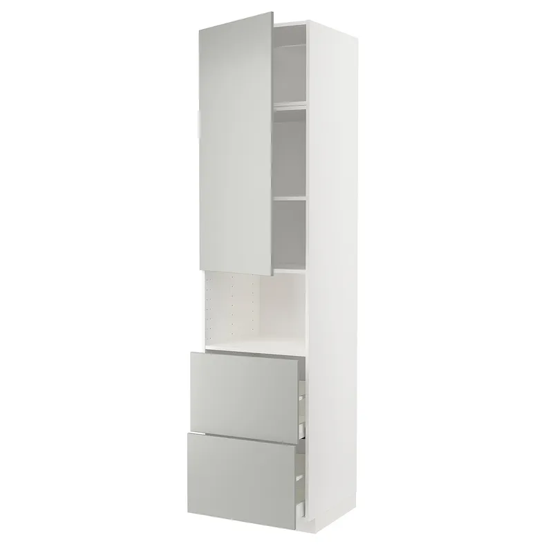 IKEA METOD МЕТОД / MAXIMERA МАКСИМЕРА, высокий шкаф д / СВЧ / дверца / 2ящика, белый / светло-серый, 60x60x240 см 895.387.33 фото №1