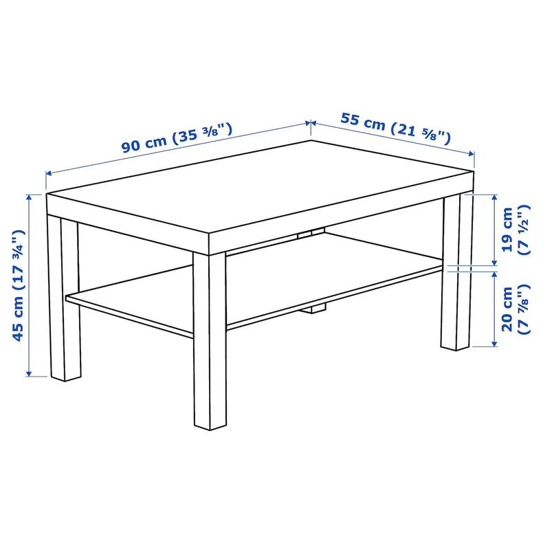 IKEA LACK ЛАКК, журнальный стол, черный и коричневый, 90x55 см 401.042.94 фото №4