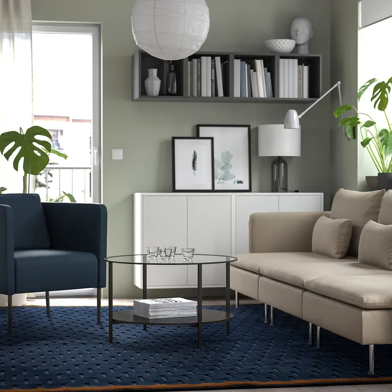 IKEA NÖVLING НЕВЛІНГ, килим, короткий ворс, темно-синій / жовто-коричневий, 200x300 см 505.329.92 фото №3