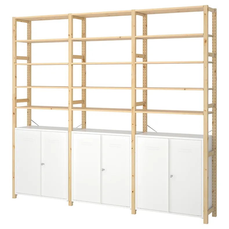 IKEA IVAR ІВАР, 3 секції / шафа / полиці, сосна / білий, 259x30x226 см 694.038.29 фото №1