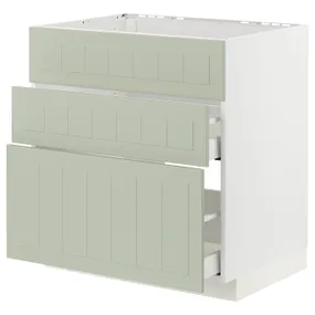 IKEA METOD МЕТОД / MAXIMERA МАКСИМЕРА, шкаф д / варочн панели / вытяжка / ящик, белый / светло-зеленый, 80x60 см 394.869.20 фото