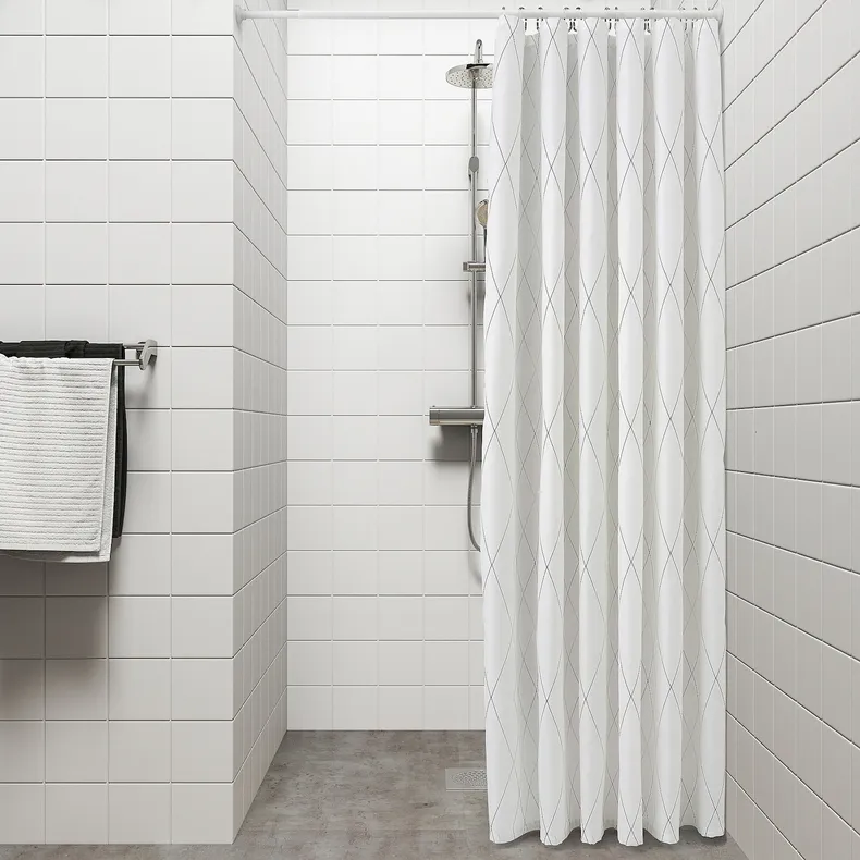 IKEA BASTSJÖN БАСТШЁН, штора для ванной, белый / серый / бежевый, 180x200 см 804.660.66 фото №5