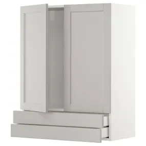 IKEA METOD МЕТОД / MAXIMERA МАКСИМЕРА, навесной шкаф / 2дверцы / 2ящика, белый / светло-серый, 80x100 см 294.624.15 фото