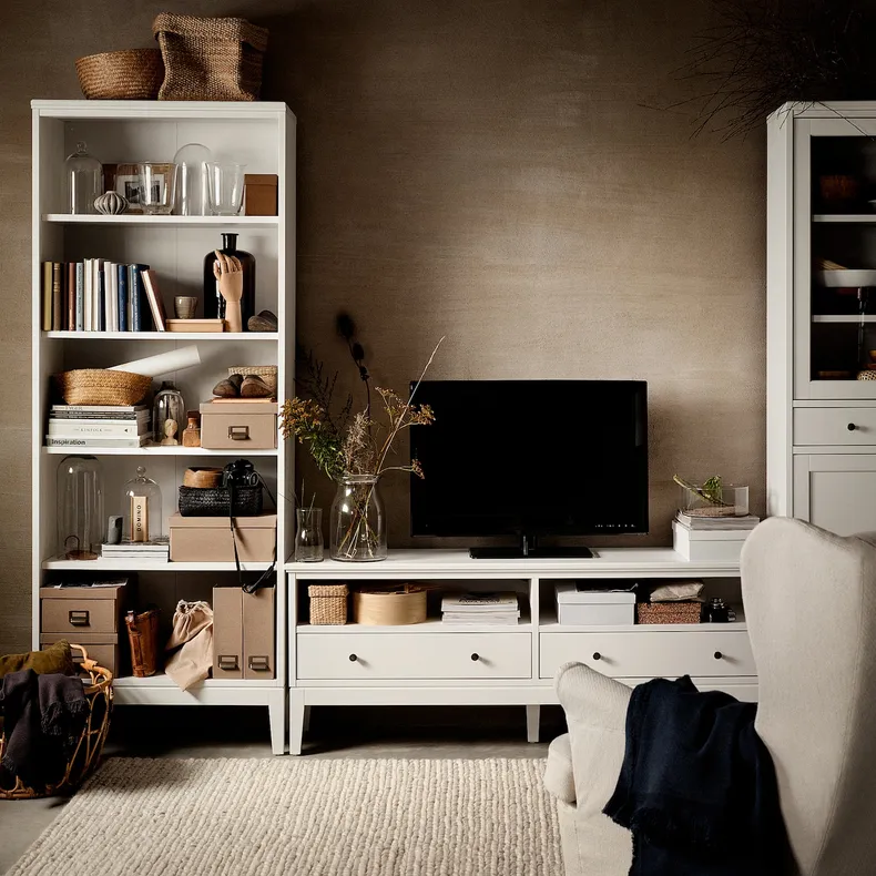 IKEA IDANÄS ИДАНЭС, шкаф для ТВ, комбинация, стекло / белый, 325x40x211 см 194.373.32 фото №3