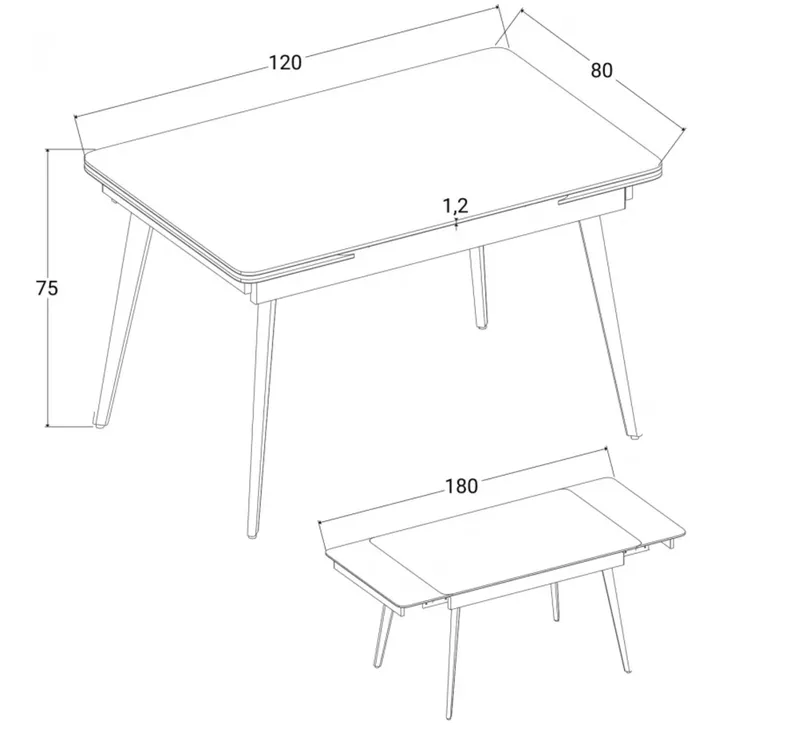 INTARSIO Стіл OSLO CERAMIC 120(180)*80 сірий глянець/чорний каркас фото №4