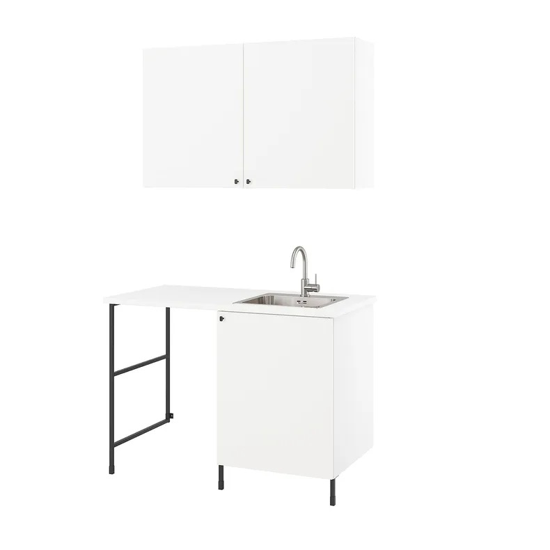 IKEA ENHET ЭНХЕТ, комбинация для домашней прачечной, антрацит / белый, 139x63,5x87,5 см 594.772.60 фото №1