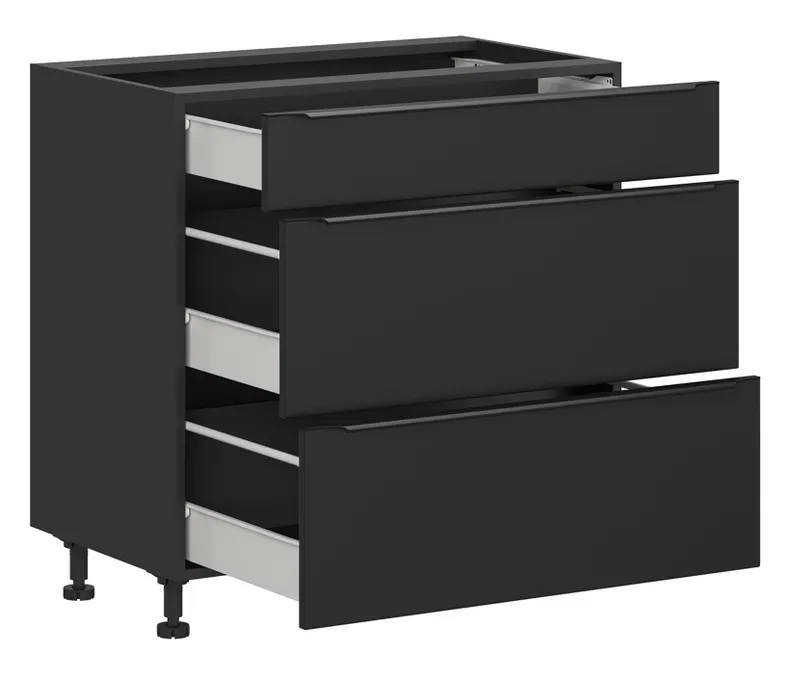 BRW Кухонный цокольный шкаф Sole L6 80 см с выдвижными ящиками черный матовый, черный/черный матовый FM_D3S_80/82_2SMB/SMB-CA/CAM фото №3