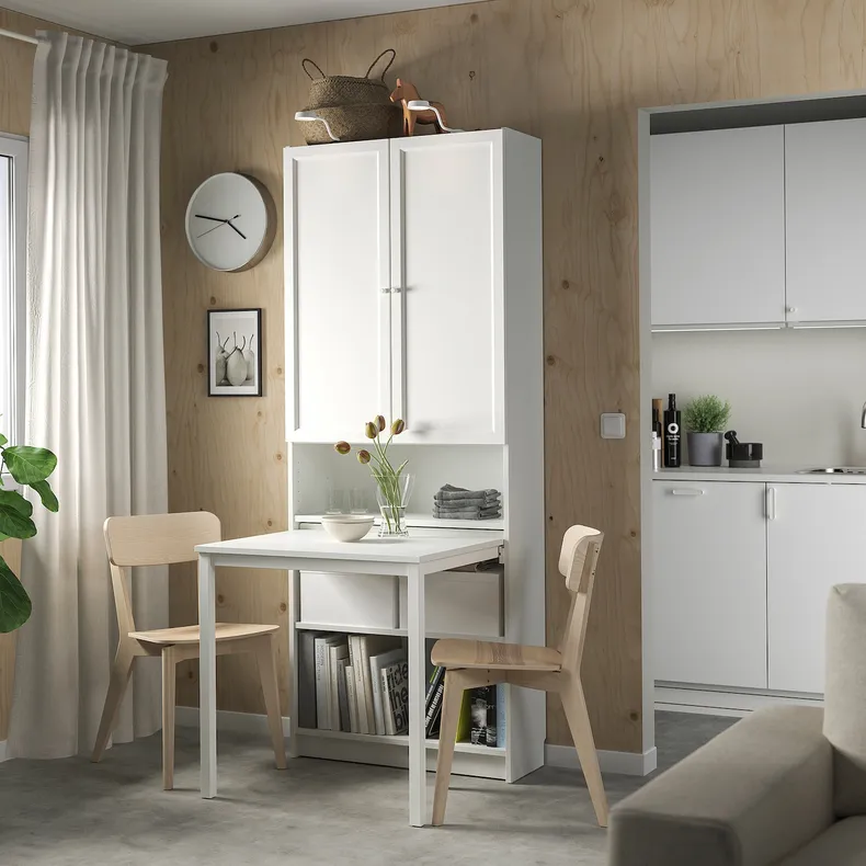 IKEA BILLY БІЛЛІ / OXBERG ОКСБЕРГ, стелаж зі столом, білий, 80x202 см 495.711.78 фото №4